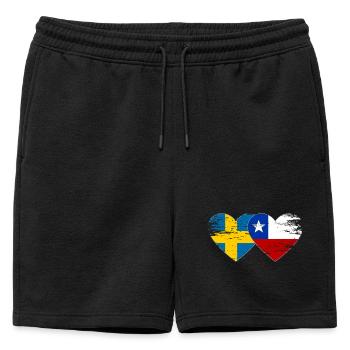 Suède Chili drapeau coeur utilisé - Short de survêtement homme premium - noir - Devant - AI Model Male 178 light (178cm)