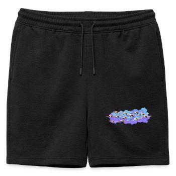 Flamants roses sur la route - Short de survêtement homme premium - noir - Devant - AI Model Male 178 light (178cm)