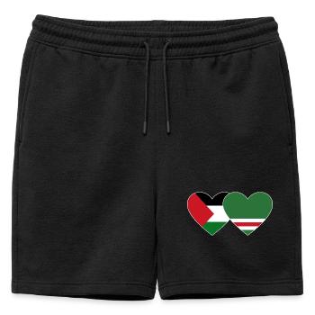 Palestine Tchétchénie Drapeau Coeur - Short de survêtement homme premium - noir - Devant - AI Model Male 178 light (178cm)