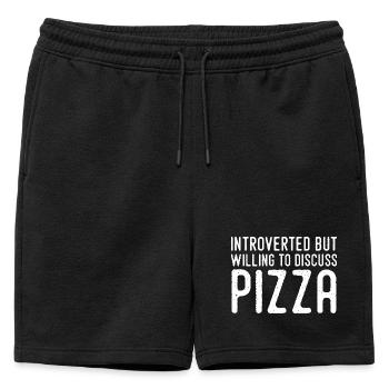 Introvert but Pizza Fan - Mens' Premium Organic Sweatshorts - black - Front - AI Model Male 178 light (178cm)