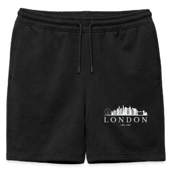 London Skyline, London England - Mens' Premium Organic Sweatshorts - black - Front - AI Model Male 178 light (178cm)