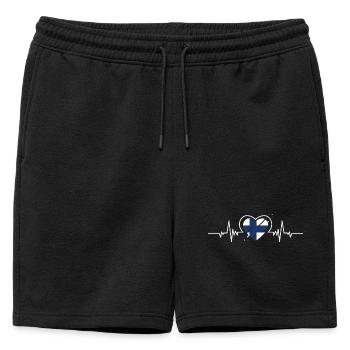 Finlande Cadeau de billet pour la fréquence cardiaque - Short de survêtement homme premium - noir - Devant - AI Model Male 178 light (178cm)