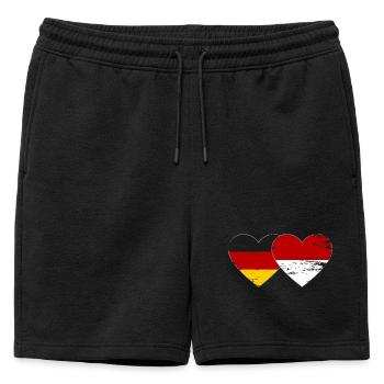 Allemagne Indonésie Drapeau Coeur - Short de survêtement homme premium - noir - Devant - AI Model Male 178 light (178cm)