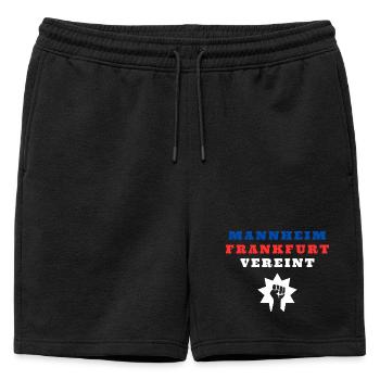 Mannheim und Frankfurt vereint - Männer Premium Organic Sweatshorts - Schwarz - Vorne - AI Model Male 178 light (178cm)