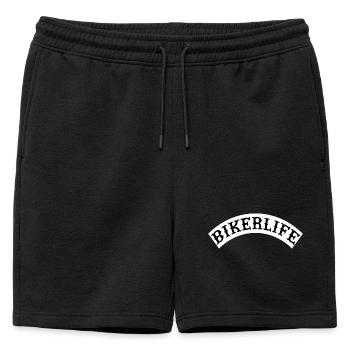 Bikerlife_wappen - Mens' Premium Organic Sweatshorts - black - Front - AI Model Male 178 light (178cm)