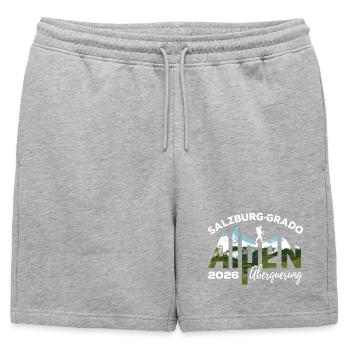 Alpenüberquerung Alpen 2026 Salzburg Grado Wandern - Männer Premium Organic Sweatshorts - Grau meliert - Vorne - AI Model Male 178 light (178cm)