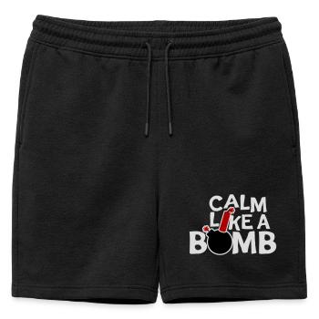 Calme comme une bombe Paradoxe Ironie Humour Blague explosive - Short de survêtement homme premium - noir - Devant - AI Model Male 178 light (178cm)