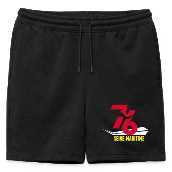 Emblème 76 Seine-Maritime Stylisé - Short de survêtement homme premium - noir - Devant - AI Model Male 178 light (178cm)