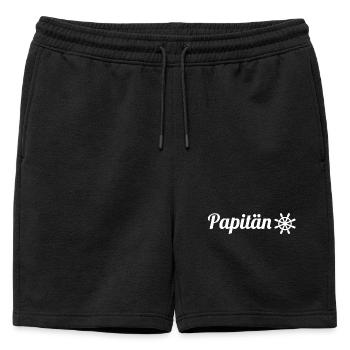 Papitän Vatertag bester Papa Anker - Männer Premium Organic Sweatshorts - Schwarz - Vorne - AI Model Male 178 light (178cm)