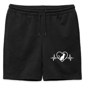 Cat Heart Silhouette Feline Cute Pet Lover - Mens' Premium Organic Sweatshorts - black - Front - AI Model Male 178 light (178cm)