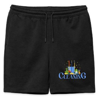 Colorful Cleaning Tool Illustration - Mens' Premium Organic Sweatshorts - black - Front - AI Model Male 178 light (178cm)
