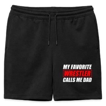 My favorite Wrestler Dad lustiges Wrestling - Männer Premium Organic Sweatshorts - Schwarz - Vorne - AI Model Male 178 light (178cm)