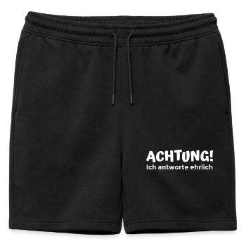 Attention : je réponds honnêtement – chemise humoristique - Short de survêtement homme premium - noir - Devant - AI Model Male 178 light (178cm)