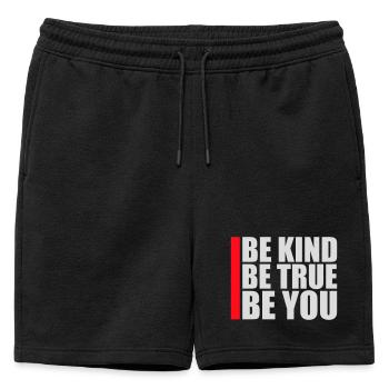 Sois gentil, sois sincère, sois toi-même, un amour de soi inspirant - Short de survêtement homme premium - noir - Devant - AI Model Male 178 light (178cm)