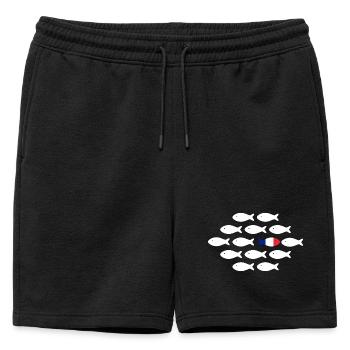 Fische in Reihen mit dreikolorigen Fischen - Männer Premium Organic Sweatshorts - Schwarz - Vorne - AI Model Male 178 light (178cm)