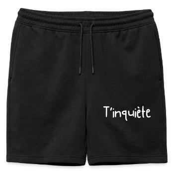 T'inquiète - idée cadeau  - Short de survêtement homme premium - noir - Devant - AI Model Male 178 light (178cm)