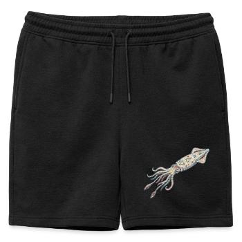 Calamar brodé – motif marin (imprimé) - Short de survêtement homme premium - noir - Devant - AI Model Male 178 light (178cm)