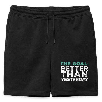 L’objectif : Mieux qu’hier - Équipement de sport - Short de survêtement homme premium - noir - Devant - AI Model Male 178 light (178cm)