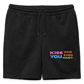 Fierté / CSD / LGBTQ+ Design « Kiss » - Short de survêtement homme premium - noir - Devant - AI Model Male 178 light (178cm)