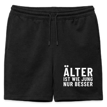 Older is like young, only better - Mens' Premium Organic Sweatshorts - black - Front - AI Model Male 178 light (178cm)