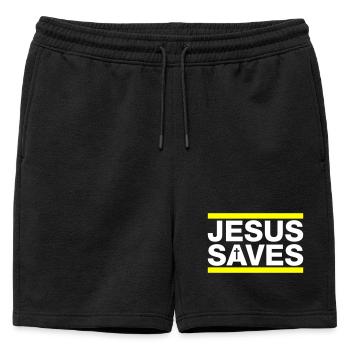 Jésus sauve Christian en disant - Short de survêtement homme premium - noir - Devant - AI Model Male 178 light (178cm)