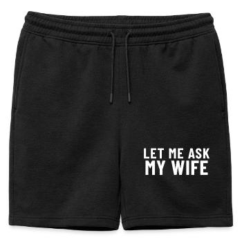 Laisse-moi demander à ma femme - Short de survêtement homme premium - noir - Devant - AI Model Male 178 light (178cm)