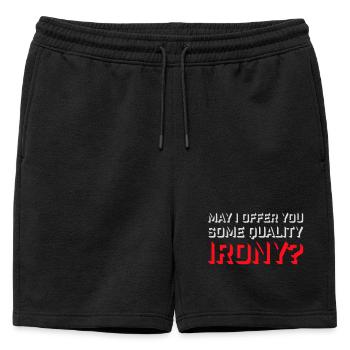 May I Offer You Some Quality Irony Lustiger Spruch - Mens' Premium Organic Sweatshorts - black - Front - AI Model Male 178 light (178cm)