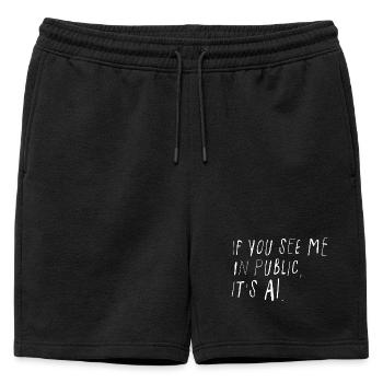 If You See Me In Public It's AI Minimal - Mens' Premium Organic Sweatshorts - black - Front - AI Model Male 178 light (178cm)