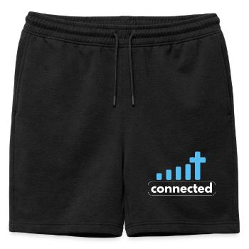 Connecté - Croix - Lien avec Dieu - Christian - Short de survêtement homme premium - noir - Devant - AI Model Male 178 light (178cm)