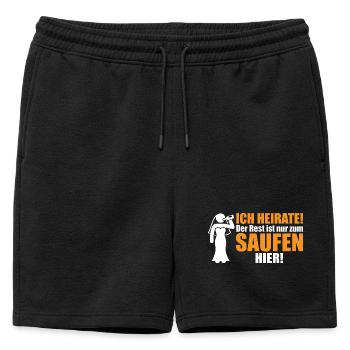 Mariée de garçon : je vais me marier ! Le reste est là pour boire - Short de survêtement homme premium - noir - Devant - AI Model Male 178 light (178cm)
