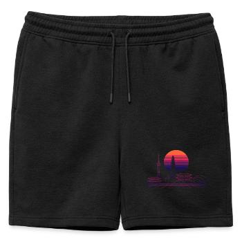 Sunset Skyline Neon Asia Séoul - Short de survêtement homme premium - noir - Devant - AI Model Male 178 light (178cm)