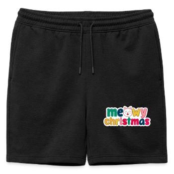 Noël chat - Noël miaulé - Short de survêtement homme premium - noir - Devant - AI Model Male 178 light (178cm)