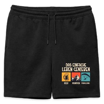 Paraglider ENJOY THE SIMPLE LIFE Funny - Mens' Premium Organic Sweatshorts - black - Front - AI Model Male 178 light (178cm)