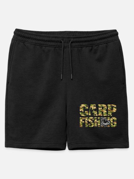 Carp Fishing Karpfenangeln Camouflage Style - Mens' Premium Organic Sweatshorts - black