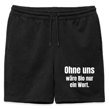 Sans nous, organique ne serait qu’un mot - Short de survêtement homme premium - noir - Devant - AI Model Male 178 light (178cm)