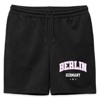 Berlin Pink Varsity Germany - Mens' Premium Organic Sweatshorts - black - Front - AI Model Male 178 light (178cm)
