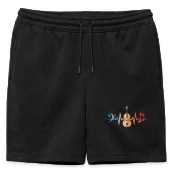 Contrebasse Heartbeat Basse Orchestre de partitions Bassiste - Short de survêtement homme premium - noir - Devant - AI Model Male 178 light (178cm)