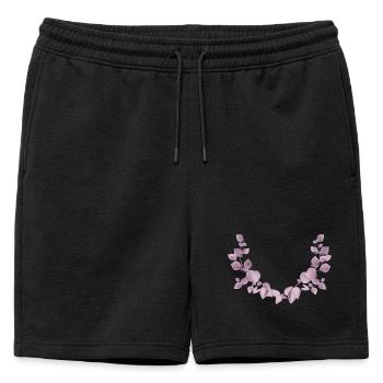 Branches délicates d’eucalyptus en illustration rose crepusculaire - Short de survêtement homme premium - noir - Devant - AI Model Male 178 light (178cm)