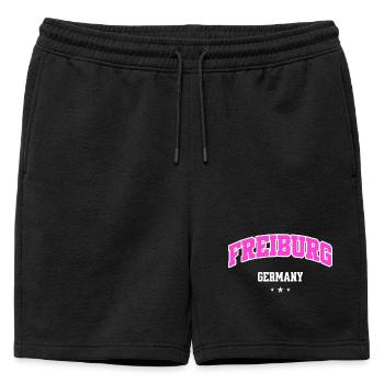 Lettrage du logo rose de Fribourg - Short de survêtement homme premium - noir - Devant - AI Model Male 178 light (178cm)