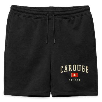Carouge Suisse Vintage Logo - Mens' Premium Organic Sweatshorts - black - Front - AI Model Male 178 light (178cm)