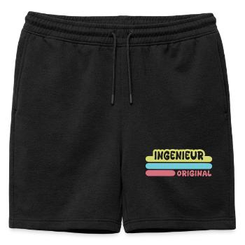 Ingénieur - Short de survêtement homme premium - noir - Devant - AI Model Male 178 light (178cm)