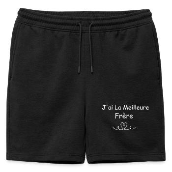 I have the best brother heart - Mens' Premium Organic Sweatshorts - black - Front - AI Model Male 178 light (178cm)