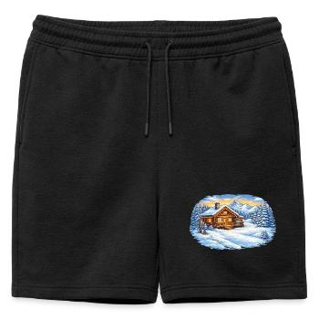 Winter ski hut in the mountains – Alpine idyll - Mens' Premium Organic Sweatshorts - black - Front - AI Model Male 178 light (178cm)