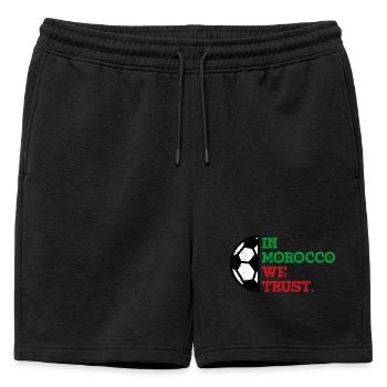 Au Maroc, nous avons confiance - Short de survêtement homme premium - noir - Devant - AI Model Male 178 light (178cm)