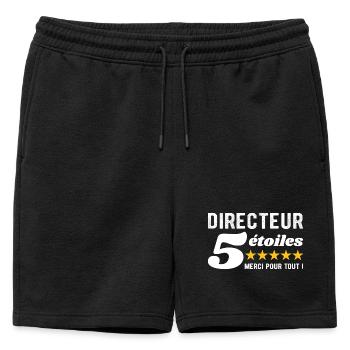 Cadeau Directeur 5 Étoiles - Merci pour tout  - Short de survêtement homme premium - noir - Devant - AI Model Male 178 light (178cm)