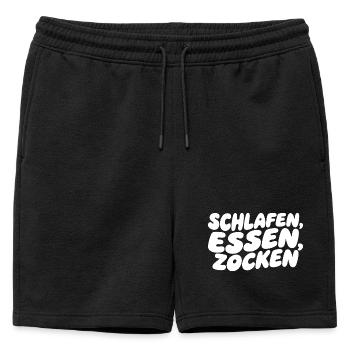 Sleeping, eating, gaming – gamer's everyday life - Mens' Premium Organic Sweatshorts - black - Front - AI Model Male 178 light (178cm)