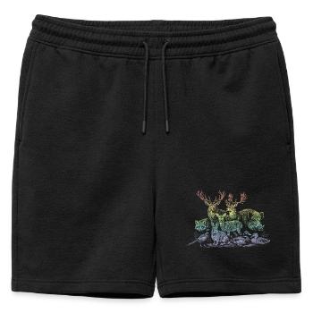 Troupeau de cerfs dans l’arc-en-ciel - Short de survêtement homme premium - noir - Devant - AI Model Male 178 light (178cm)