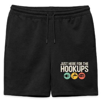 Trio de rencontres : Plug, Tap, Camper - Short de survêtement homme premium - noir - Devant - AI Model Male 178 light (178cm)