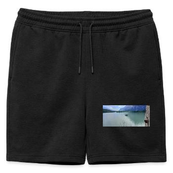 Réflexions sur le lac alpin Sereni - Short de survêtement homme premium - noir - Devant - AI Model Male 178 light (178cm)