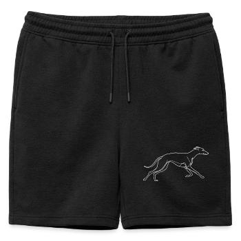 Silhouette minimaliste de lévriers - Short de survêtement homme premium - noir - Devant - AI Model Male 178 light (178cm)